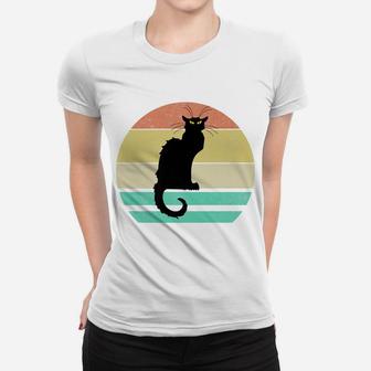Vintage Retro Sunset Le Chat Noir Black Cat Women T-shirt | Crazezy CA