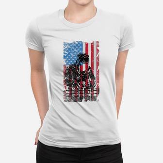 Welder American Flag Usa Patriotic Welder Job Distressed Women T-shirt | Crazezy