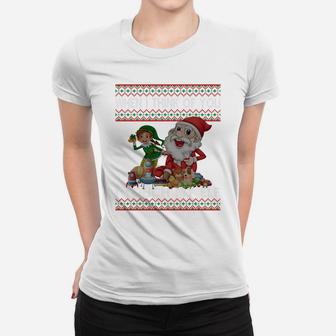 When I Think Of You I Touch My Elf Funny Ugly Christmas Sweatshirt Women T-shirt | Crazezy