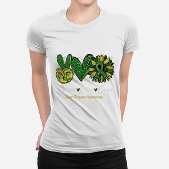 Women Peace Love Cure Sunflower Liver Disease Awareness Women T-shirt | Crazezy