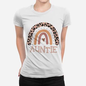 Womens Auntie Life Leopard Rainbow Cheetah Print Auntie Graphic Women T-shirt | Crazezy