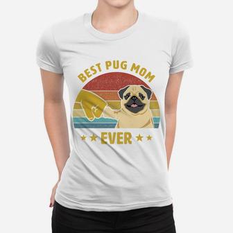 Womens Cute Best Pug Mom Ever Proud Vintage Puppy Lover Pug Retro Women T-shirt | Crazezy DE