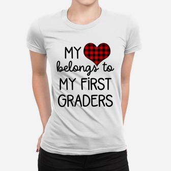 Womens Cute Sweet Valentines Day Gift Idea For 1St Grade Teacher Women T-shirt | Crazezy