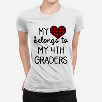 Womens Cute Sweet Valentines Day Gift Idea For 4Th Grade Teacher Women T-shirt | Crazezy DE