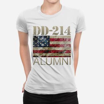 Womens Dd-214 Army Alumni Vintage American Flag Women T-shirt | Crazezy