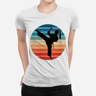 Womens Girls Martial Arts Gift - Karate Kickboxing Retro Design Women T-shirt | Crazezy