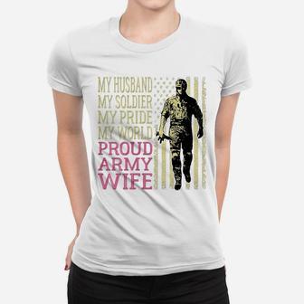Womens My Husband My Soldier Hero - Proud Army Wife Military Spouse Women T-shirt | Crazezy