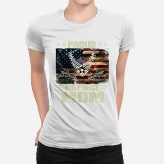 Womens Proud Air Force Mom Military Veteran Pride Us Flag Women T-shirt | Crazezy CA