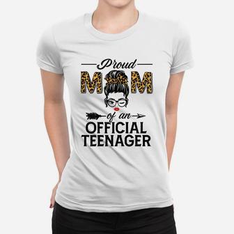 Womens Proud Mom Of Official Teenager Leopard Print 13Th Birthday Women T-shirt | Crazezy CA