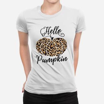 Womens Pumpkin Spice And Everything Nice Pumpkin Leopard And Flower Women T-shirt | Crazezy