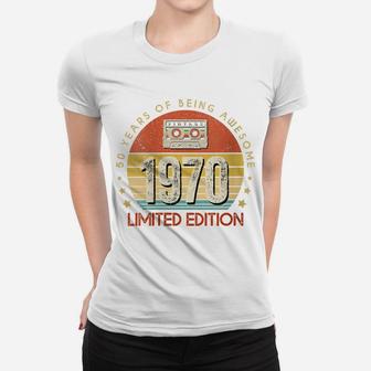 Womens Vintage Made In 1970 Cassette Tape 50Th Birthday 50Years Old Women T-shirt | Crazezy