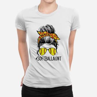 Womens Womens Softball, Sport Aunt, Proud Aunt, Softball Glasses Women T-shirt | Crazezy CA