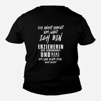 Erzieherin und Mama Leidenschaft Kinder Tshirt in Schwarz, Perfektes Tee für Mütter - Seseable