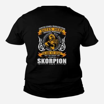 Schwarzes Kinder Tshirt mit Skorpion-Motiv Gutes Herz, Schlechter Charakter - Seseable