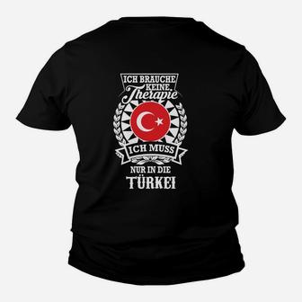 Therapieersatz Türkei Kinder Tshirt, Schwarzes Tee mit Flagge & Spruch - Seseable