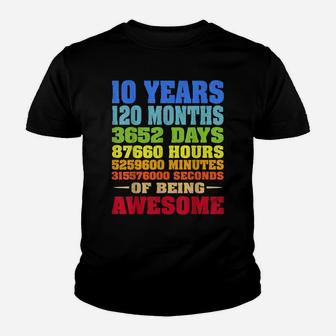 10 Years Old 10Th Birthday Vintage Retro 120 Months Youth T-shirt | Crazezy