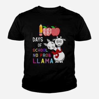 100 Days Of School Funny No Probllama Llama Teacher Youth T-shirt | Crazezy