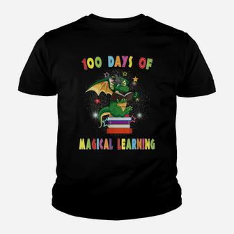 100 Days Of School Magical Learning Book Dragon Teacher Gift Youth T-shirt | Crazezy DE
