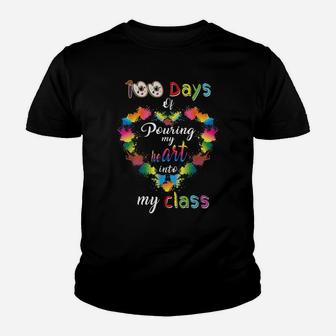 100 Days Of School Pouring Heart Into My Class Art Teacher Youth T-shirt | Crazezy AU