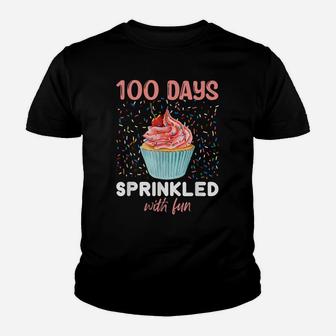100 Days Sprinkled With Fun Cupcake 100Th Day School Youth T-shirt | Crazezy DE