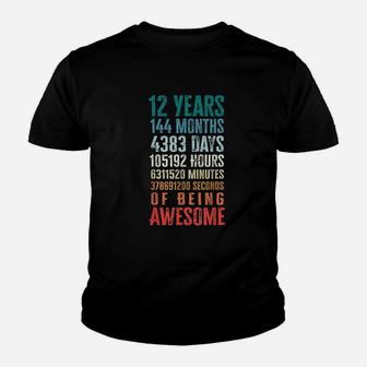 12 Years 144 Months Of Being Awesome 12Th Birthday Gifts Youth T-shirt | Crazezy AU