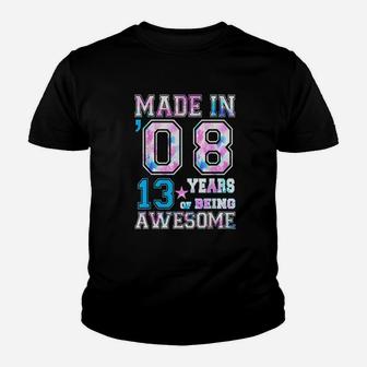 13 Year Old 13Th Birthday Gift Born In 2008 Youth T-shirt | Crazezy CA