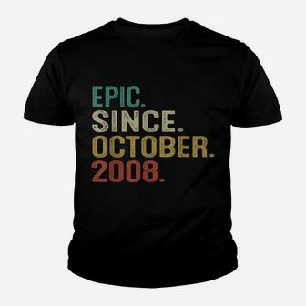 13 Years Old Vintage Epic Since October 2008 13Th Birthday Youth T-shirt | Crazezy AU