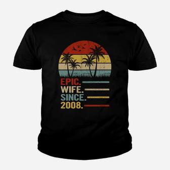 13Th Wedding Anniversary For Her Retro Epic Wife Since 2008 Youth T-shirt | Crazezy