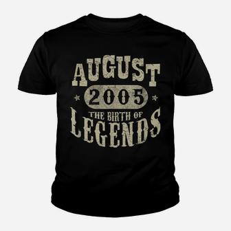 14 Years 14Th Birthday August 2005 Birth Of Legend Tshirt Youth T-shirt | Crazezy DE