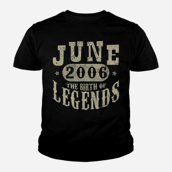 14 Years 14Th Birthday Gift Idea June 2006 Birth Of Legend Youth T-shirt | Crazezy DE