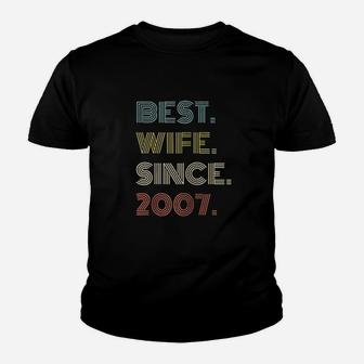 14Th Wedding Anniversary Gift Best Wife Since 2007 Youth T-shirt | Crazezy
