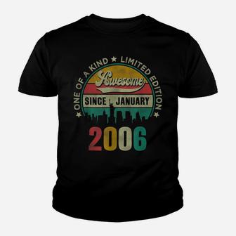 15 Years Old Vintage January 2006 15Th Birthday Gift Youth T-shirt | Crazezy CA