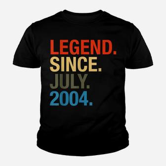 15Th Birthday Gifts Year Old - Legend Since July 2004 Youth T-shirt | Crazezy