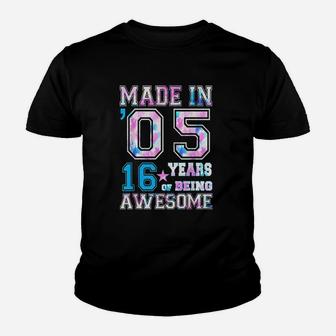 16Th Birthday Born In 2005 Youth T-shirt | Crazezy