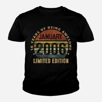 16Th Birthday Gift Men Vintage January 2006 16 Years Old Youth T-shirt | Crazezy