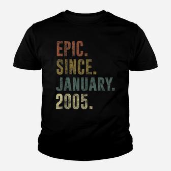 16Th Retro Birthday Gift - Vintage Epic Since January 2005 Youth T-shirt | Crazezy AU