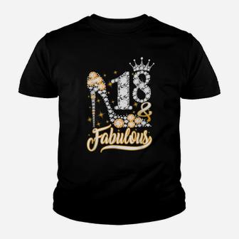18 And Fabulous - 18Th Birthday Funny Shoes Crown Diamond Youth T-shirt | Crazezy AU
