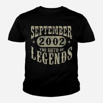 18 Years 18Th Birthday Gift September 2002 Birth Of Legend Youth T-shirt | Crazezy DE
