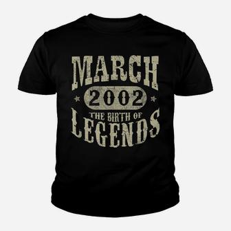 18 Years 18Th Birthday March 2002 Birth Of Legend Youth T-shirt | Crazezy DE