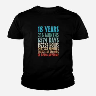 18 Years Of Being Awesome 18 Yr Old 18Th Birthday Countdown Youth T-shirt | Crazezy UK