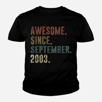 18Th Birthday Retro Vintage Awesome Since September 2003 Youth T-shirt | Crazezy DE