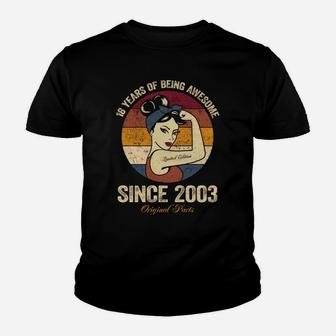 18Th Birthday Shirt Born In 2003 18 Years Legend Since 2003 Youth T-shirt | Crazezy
