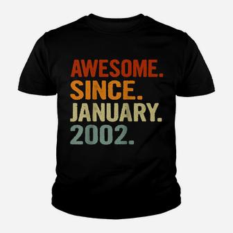 19 Years Old Retro Birthday Gift Awesome Since January 2002 Raglan Baseball Tee Youth T-shirt | Crazezy DE