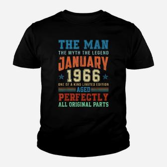 1966 Years Old Vintage January 1966 55Th Birthday Gift Youth T-shirt | Crazezy DE