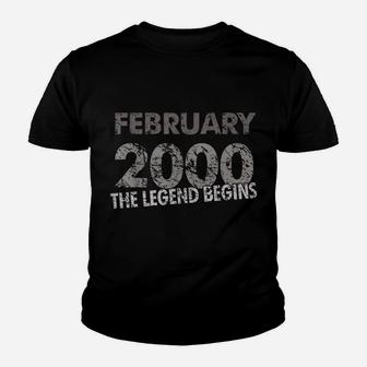 19Th Birthday Shirt - February 2000 - The Legend Begins Youth T-shirt | Crazezy