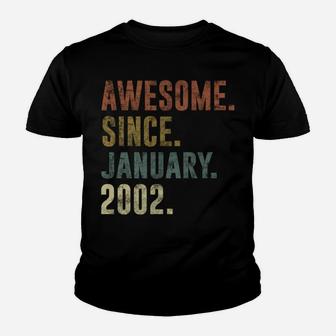19Th Retro Birthday Gift Vintage Awesome Since January 2002 Youth T-shirt | Crazezy DE