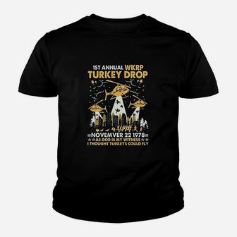 1St Annual Wkrp Turkey Drop November 22 1978 Funny Thanksgiving Day Youth T-shirt | Crazezy CA