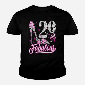 20 & Fabulous 20Th Birthday Gifts Funny Pink Diamond Shoes Youth T-shirt | Crazezy AU