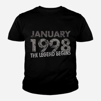 21St Birthday Shirt - January 1998 - The Legend Begins Youth T-shirt | Crazezy