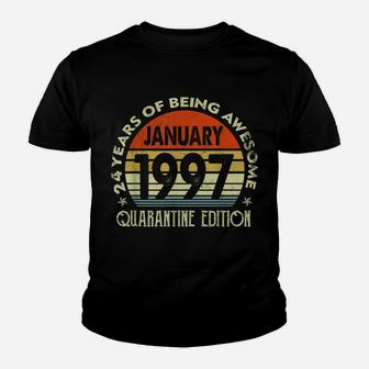 24Th Birthday Gift 24 Years Old Retro Vintage January 1997 Youth T-shirt | Crazezy